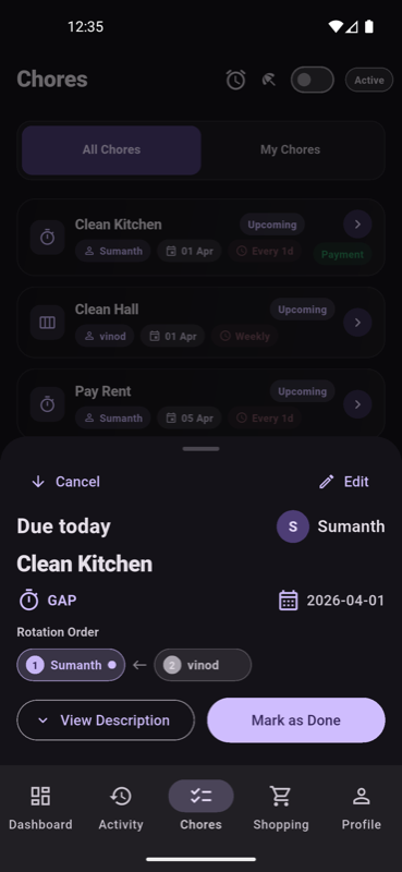 DoMyTurn chore detail screen